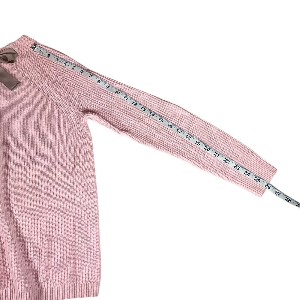 J.Crew Pink Wool Blend Sweater with Velvet Bow Neck Size Small Preppy Luxury - Picture 7 of 10